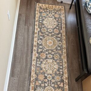 Elegant Gray and Cream Runner Rug
